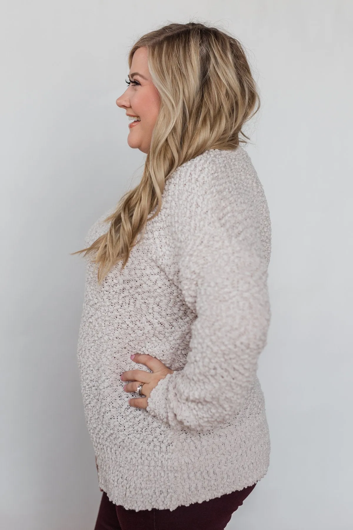 Cozy Winter Popcorn Sweater- Cream