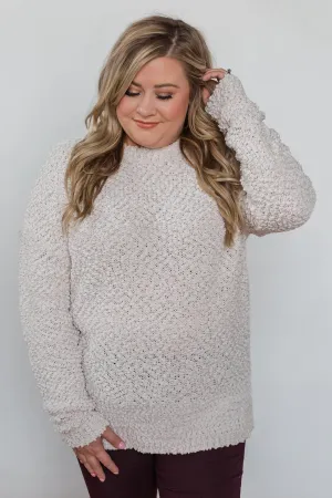 Cozy Winter Popcorn Sweater- Cream