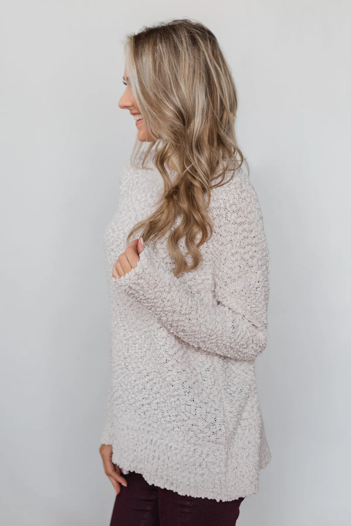 Cozy Winter Popcorn Sweater- Cream