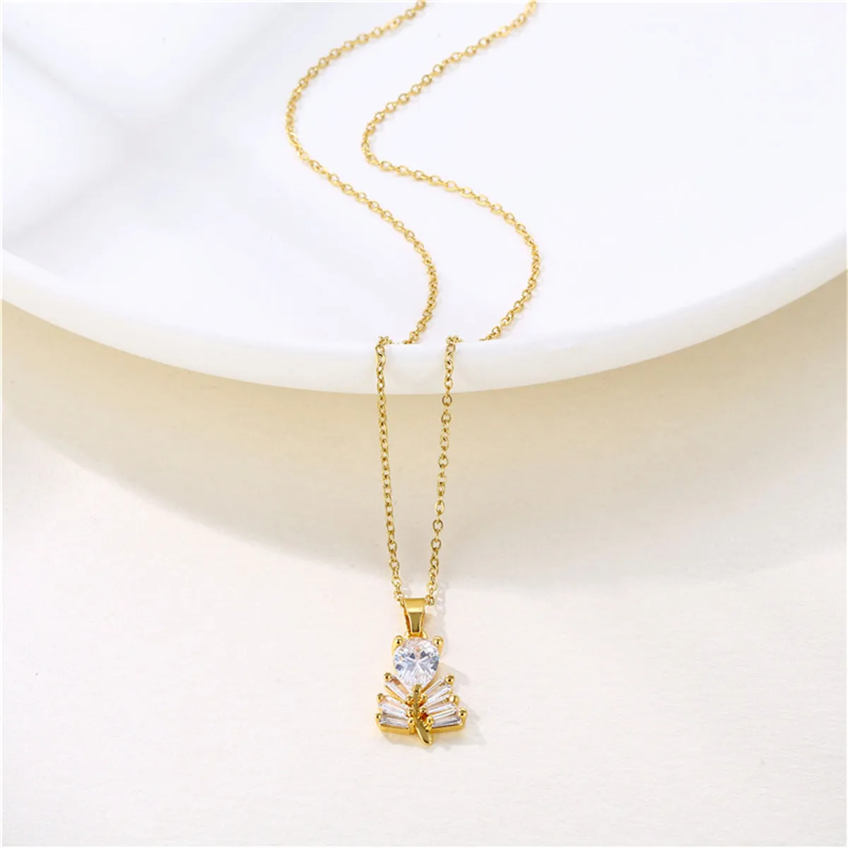 Crystal & 18K Gold-Plated Branch Pendant Necklace