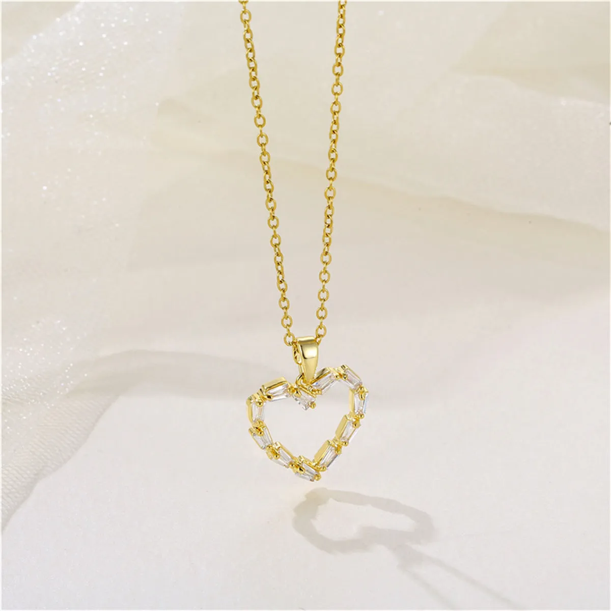 Crystal & 18K Gold-Plated Open Heart Pendant Necklace