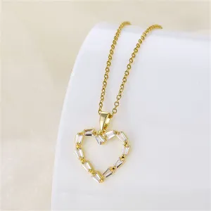 Crystal & 18K Gold-Plated Open Heart Pendant Necklace