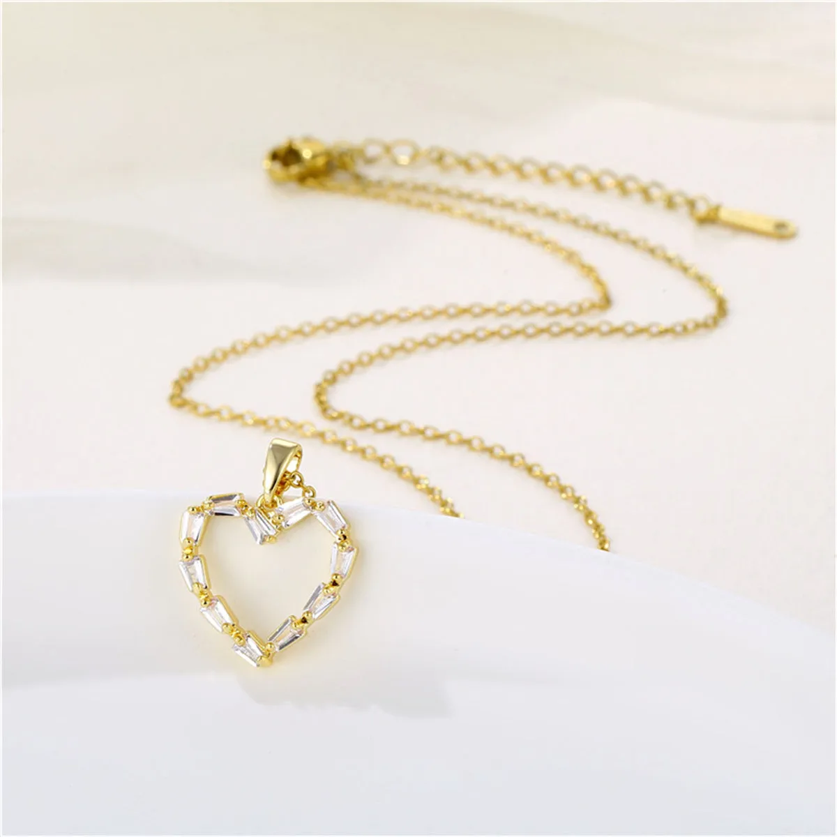 Crystal & 18K Gold-Plated Open Heart Pendant Necklace
