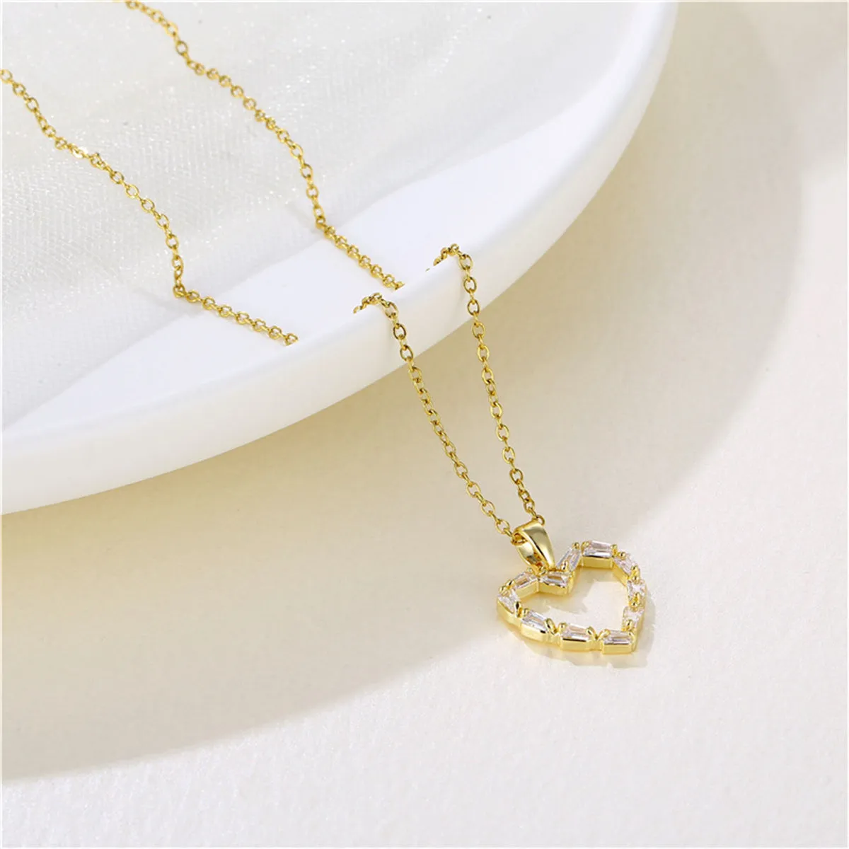 Crystal & 18K Gold-Plated Open Heart Pendant Necklace