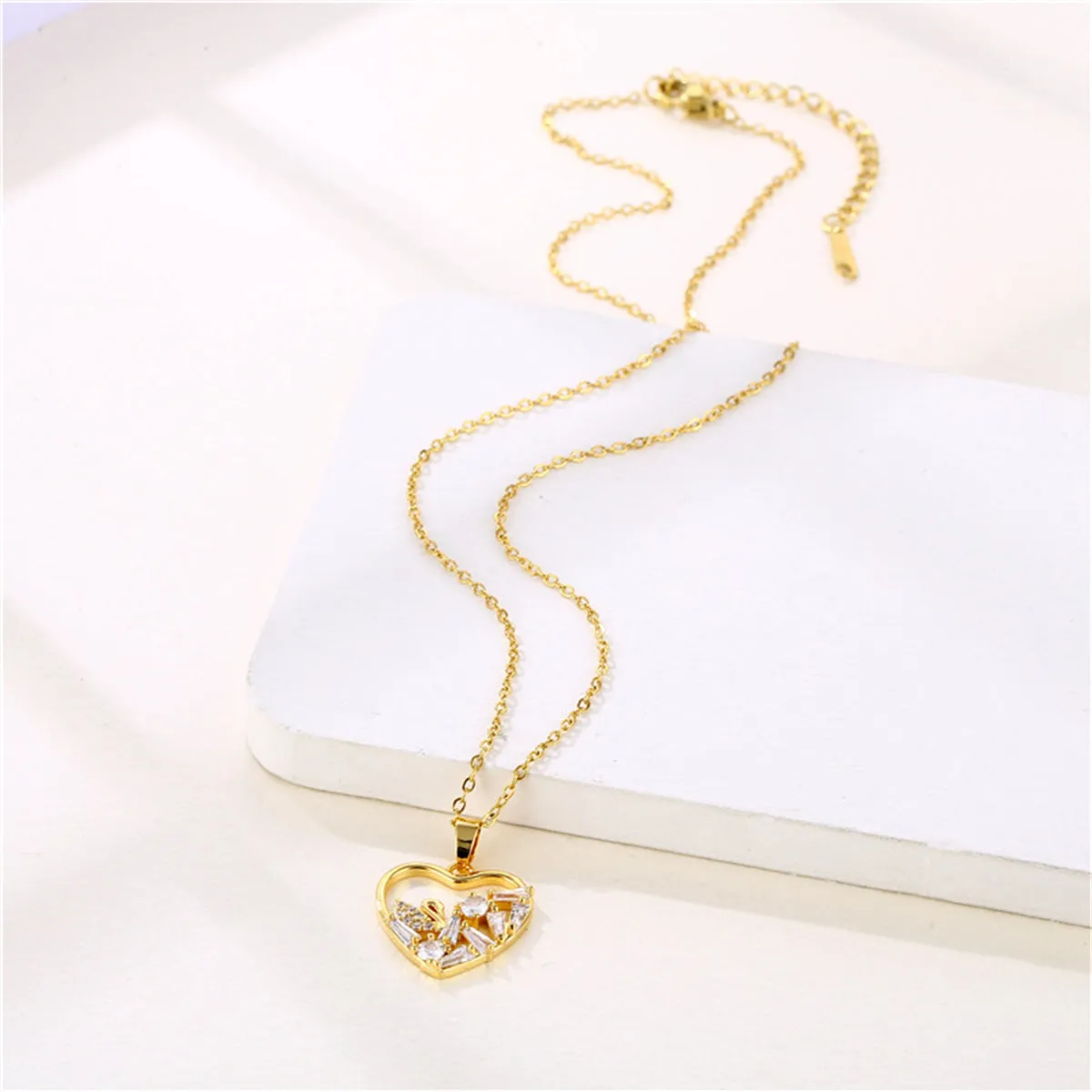 Crystal & 18K Gold-Plated Swan Heart Pendant Necklace