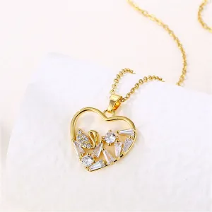 Crystal & 18K Gold-Plated Swan Heart Pendant Necklace
