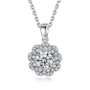 Crystal & Cubic Zirconia Flower Pendant Necklace