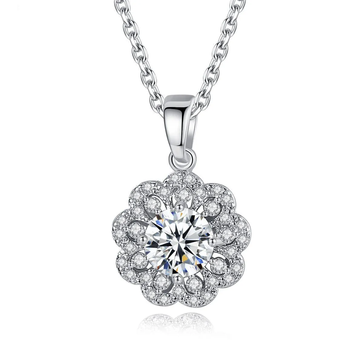 Crystal & Cubic Zirconia Flower Pendant Necklace