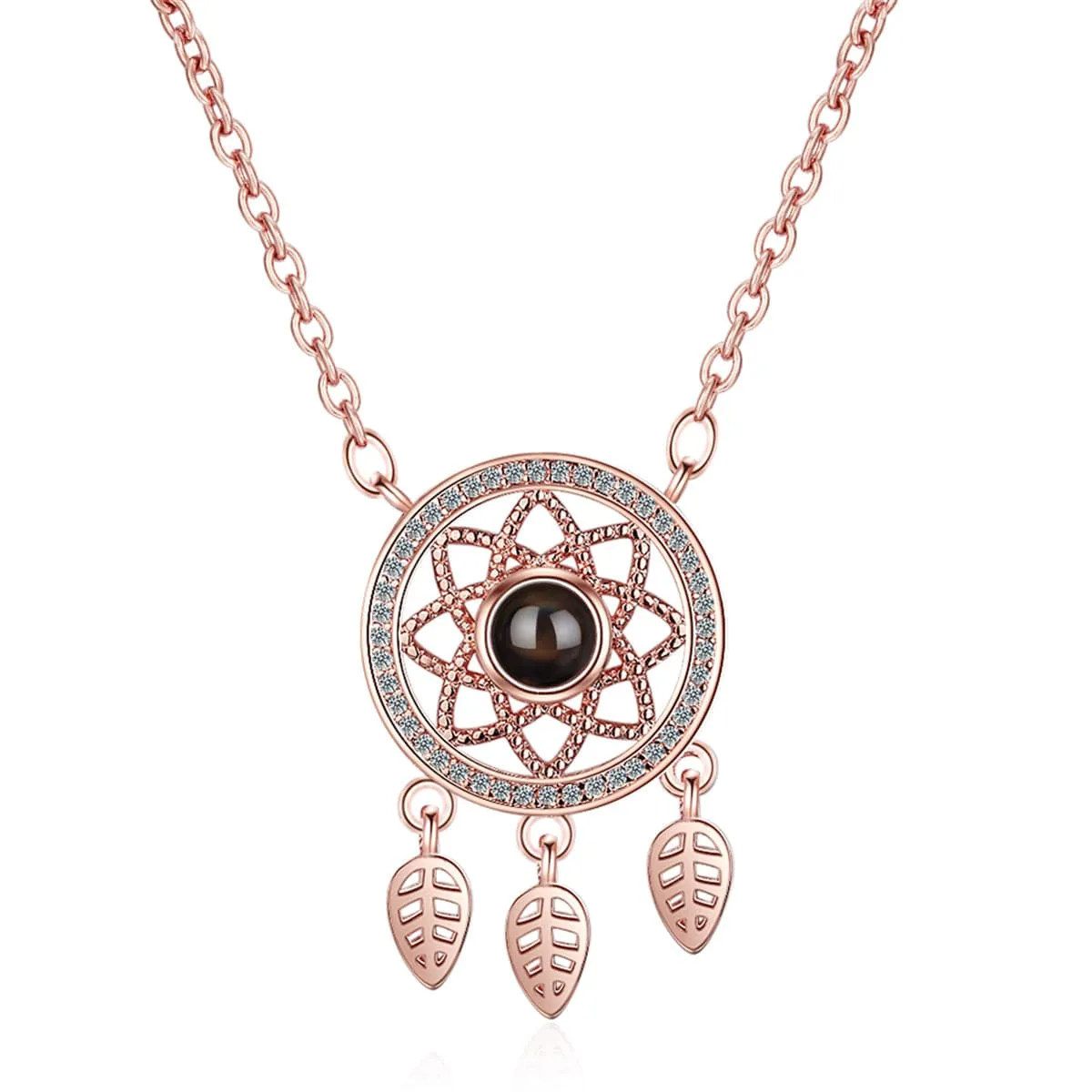 Cubic Zirconia & 18K Rose Gold-Plated Dreamcatcher Pendant Necklace