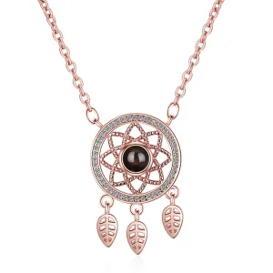 Cubic Zirconia & 18K Rose Gold-Plated Dreamcatcher Pendant Necklace