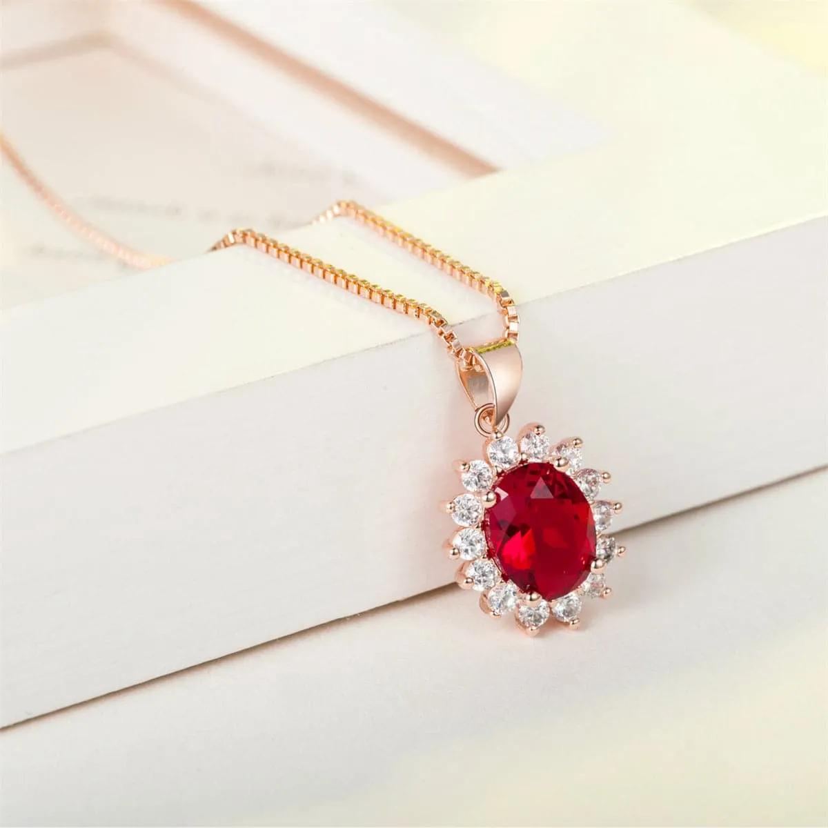 Cubic Zirconia & 18K Rose Gold-Plated Floral Pendant Necklace