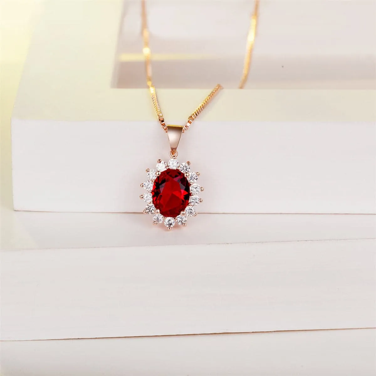 Cubic Zirconia & 18K Rose Gold-Plated Floral Pendant Necklace
