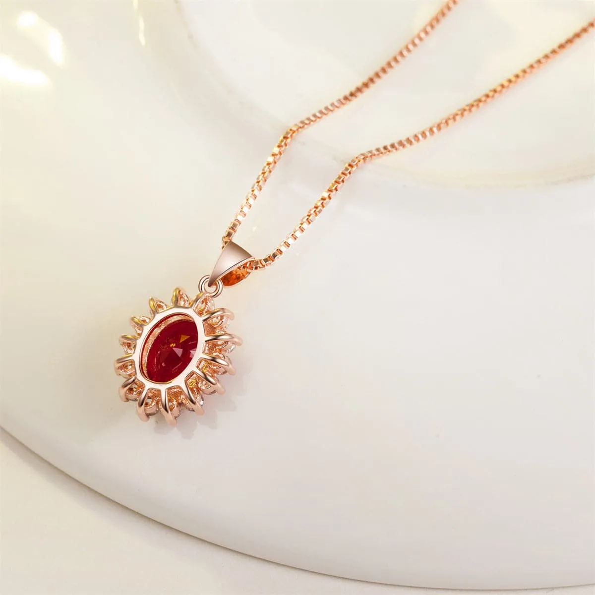 Cubic Zirconia & 18K Rose Gold-Plated Floral Pendant Necklace