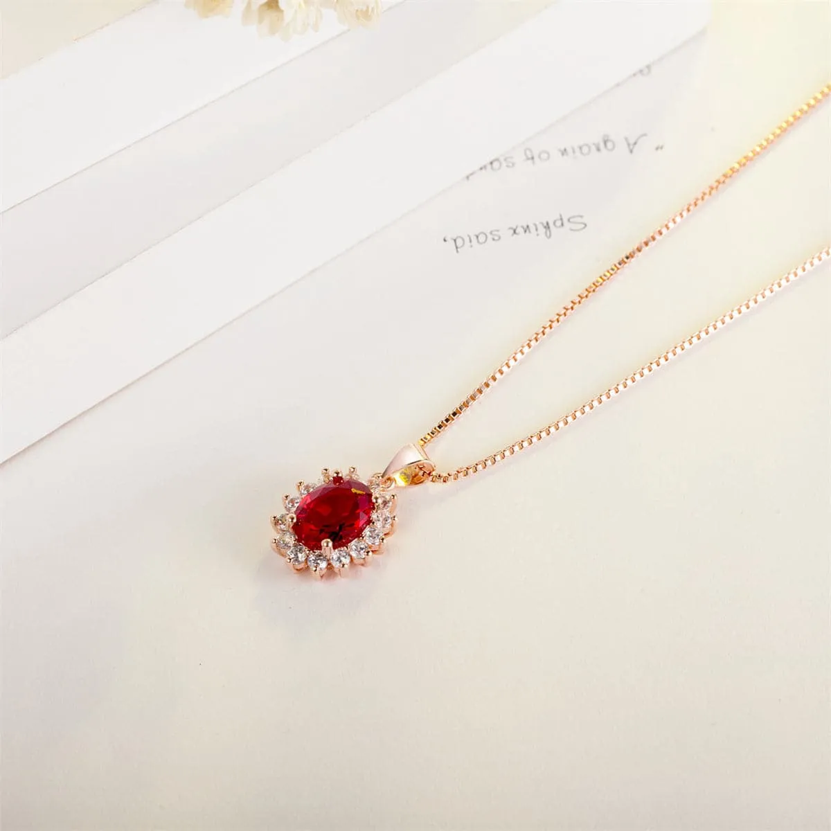 Cubic Zirconia & 18K Rose Gold-Plated Floral Pendant Necklace