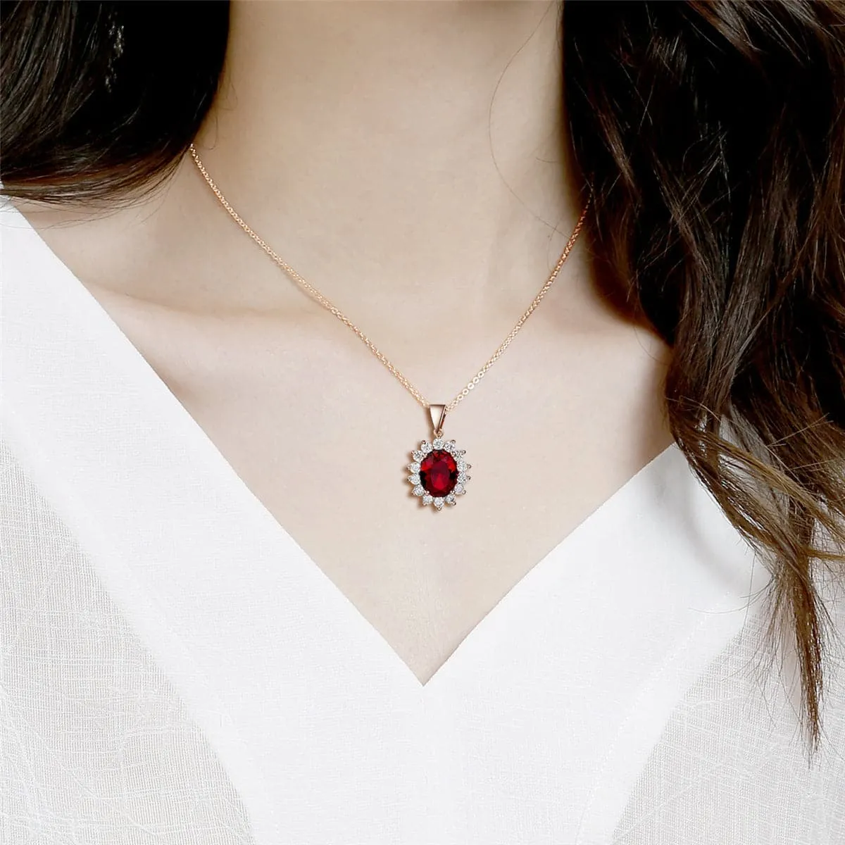 Cubic Zirconia & 18K Rose Gold-Plated Floral Pendant Necklace
