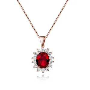 Cubic Zirconia & 18K Rose Gold-Plated Floral Pendant Necklace