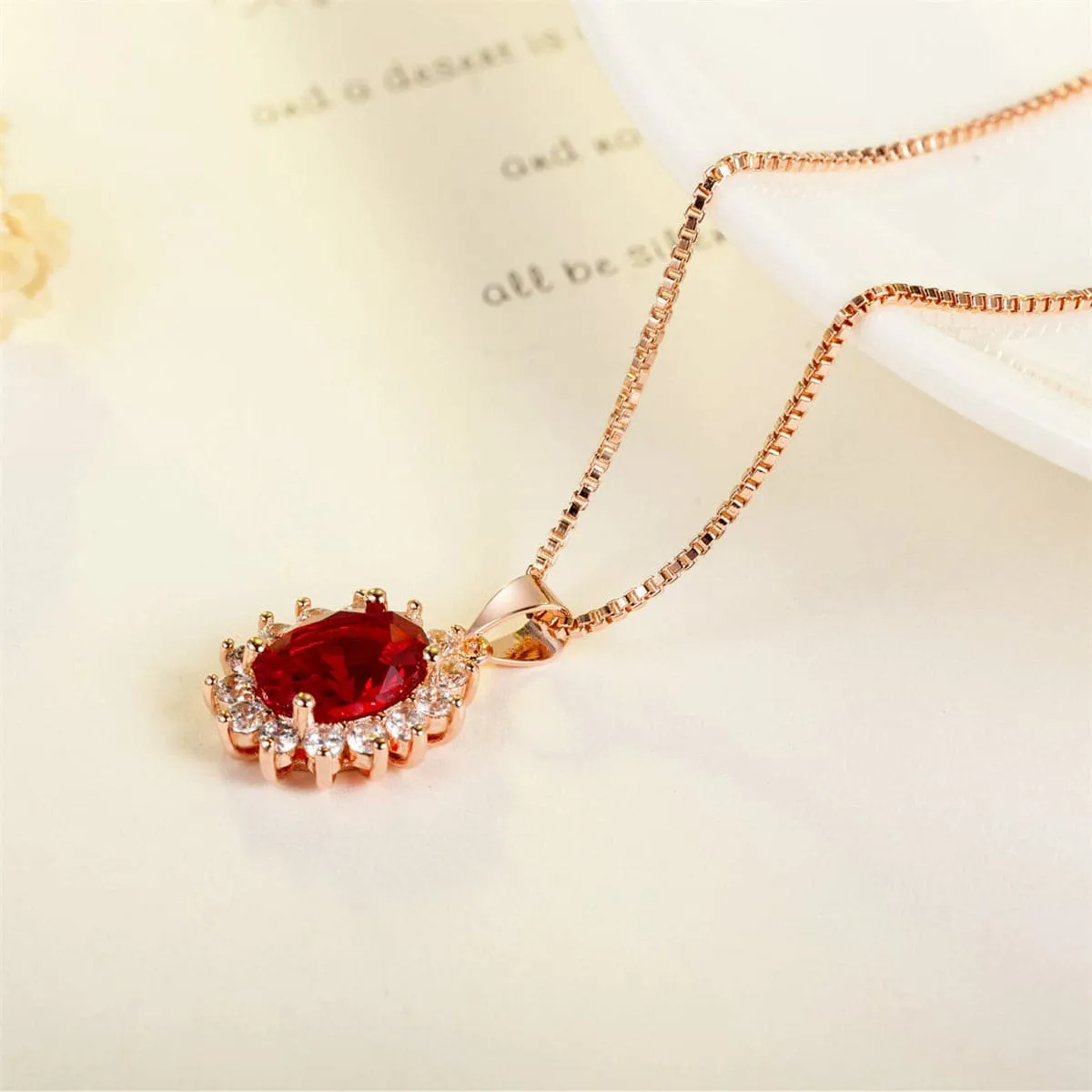 Cubic Zirconia & 18K Rose Gold-Plated Floral Pendant Necklace