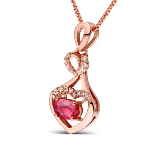 Cubic Zirconia & 18K Rose Gold-Plated Heart Pendant Necklace
