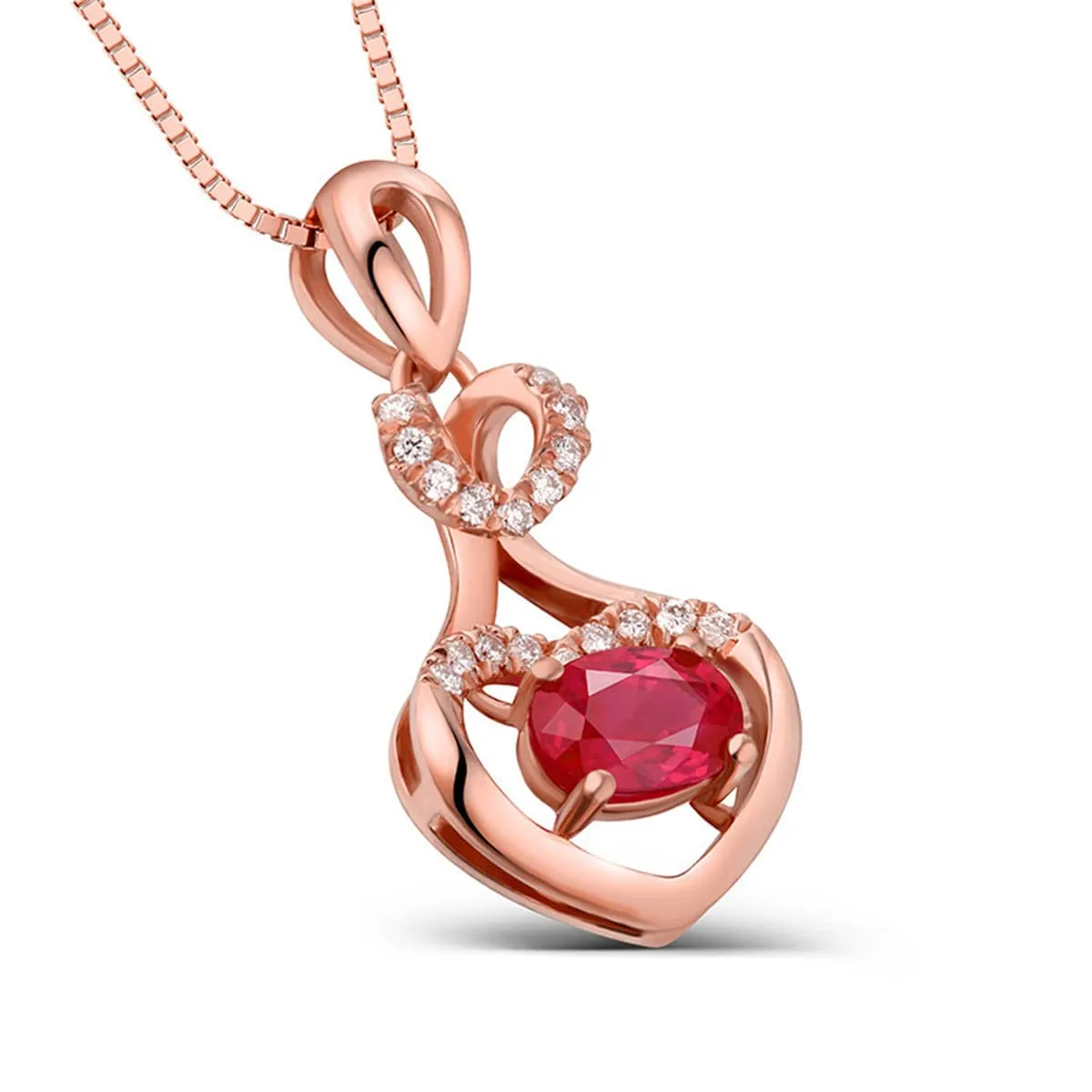 Cubic Zirconia & 18K Rose Gold-Plated Heart Pendant Necklace