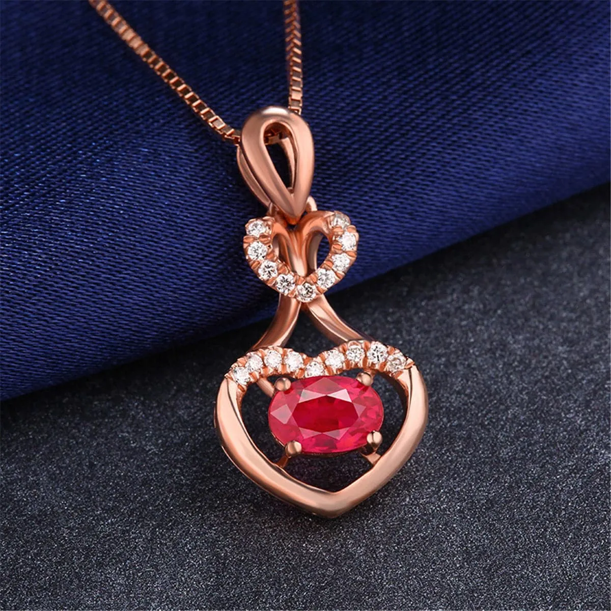 Cubic Zirconia & 18K Rose Gold-Plated Heart Pendant Necklace