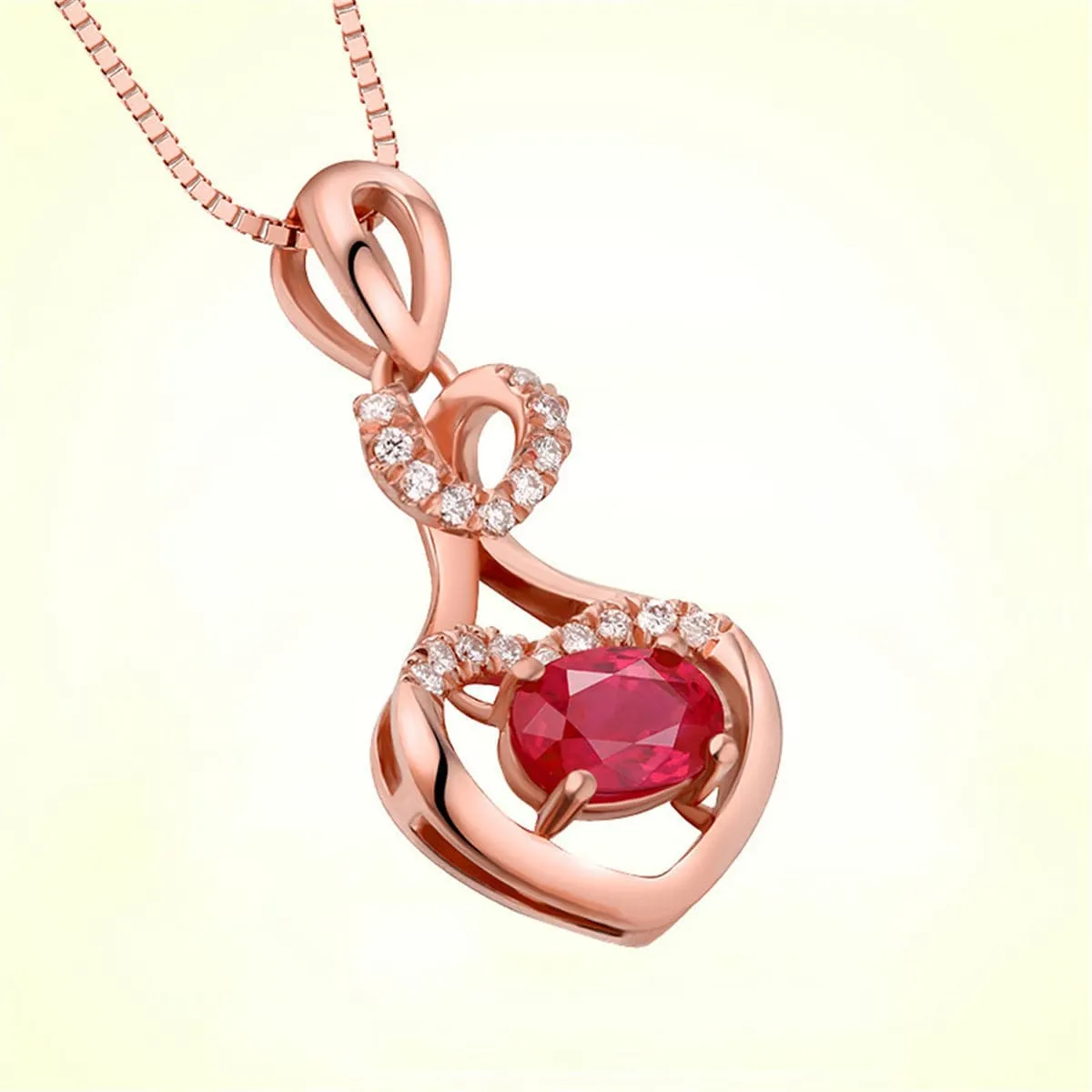 Cubic Zirconia & 18K Rose Gold-Plated Heart Pendant Necklace