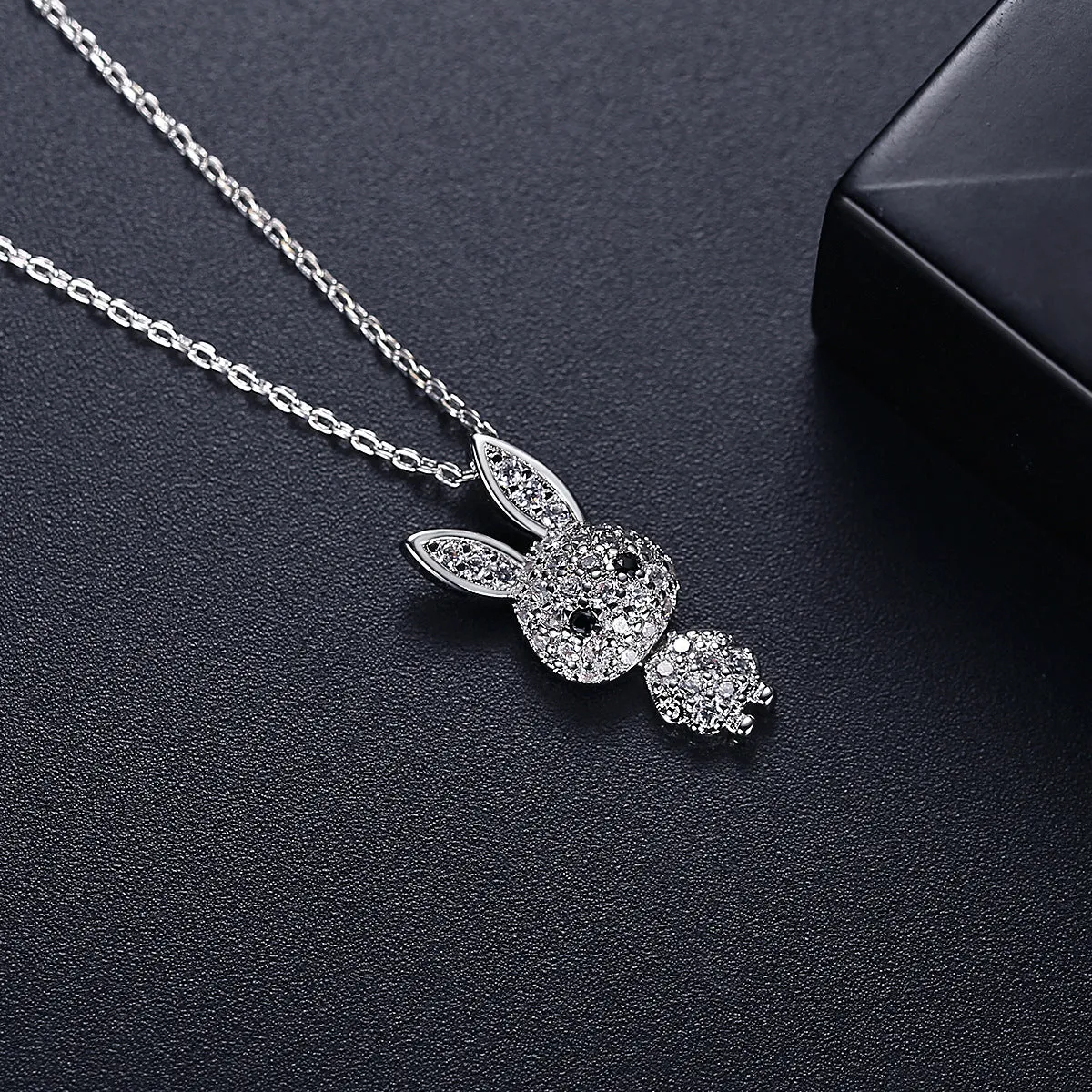 Cubic Zirconia & Silver-Plated Rabbit Pendant Necklace