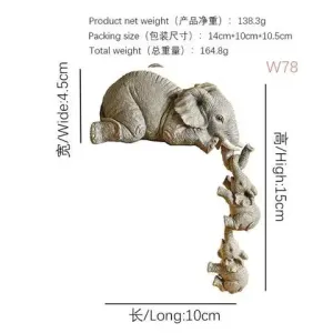 Cute Elephant Figures Haning Resin Crafts Home Decoration Three Piece Sets
