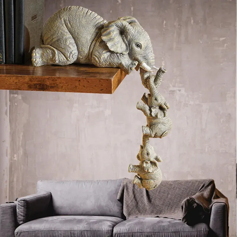Cute Elephant Figures Haning Resin Crafts Home Decoration Three Piece Sets