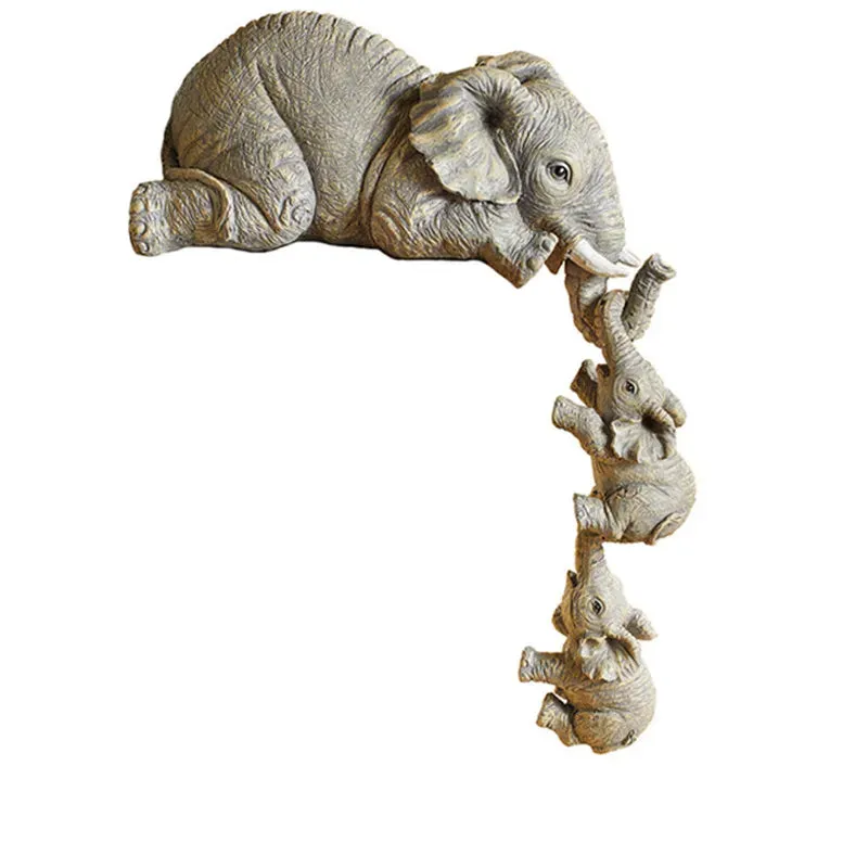 Cute Elephant Figures Haning Resin Crafts Home Decoration Three Piece Sets