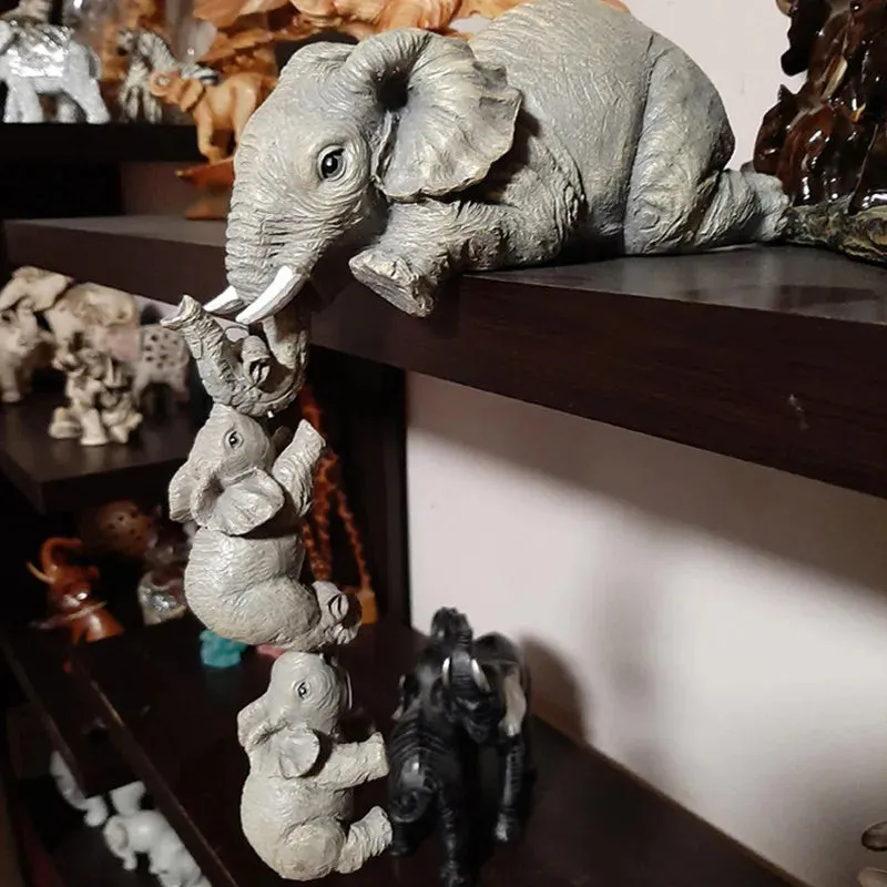 Cute Elephant Figures Haning Resin Crafts Home Decoration Three Piece Sets