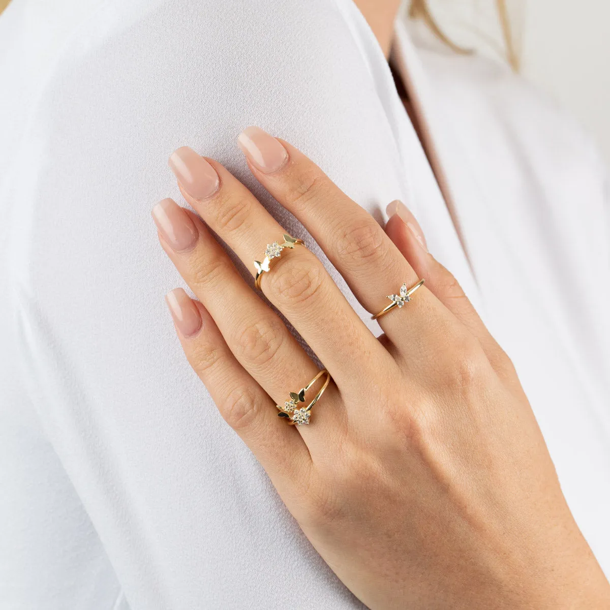 CZ Crystal Butterfly Ring