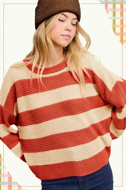 Daniella Super Soft Striped Sweater - Pumpkin