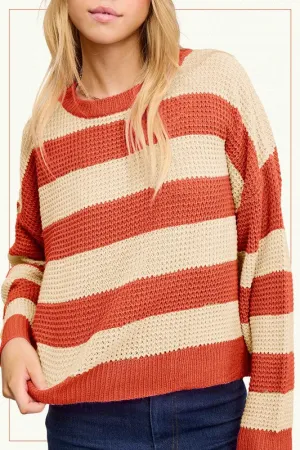 Daniella Super Soft Striped Sweater - Pumpkin