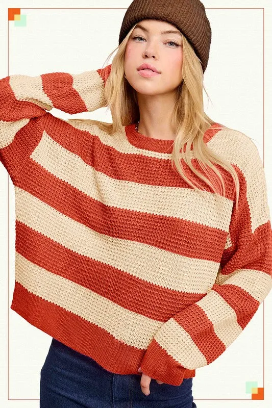 Daniella Super Soft Striped Sweater - Pumpkin
