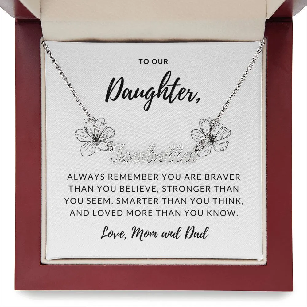 Daughter Name Necklace, From Mom and Dad-Always remember