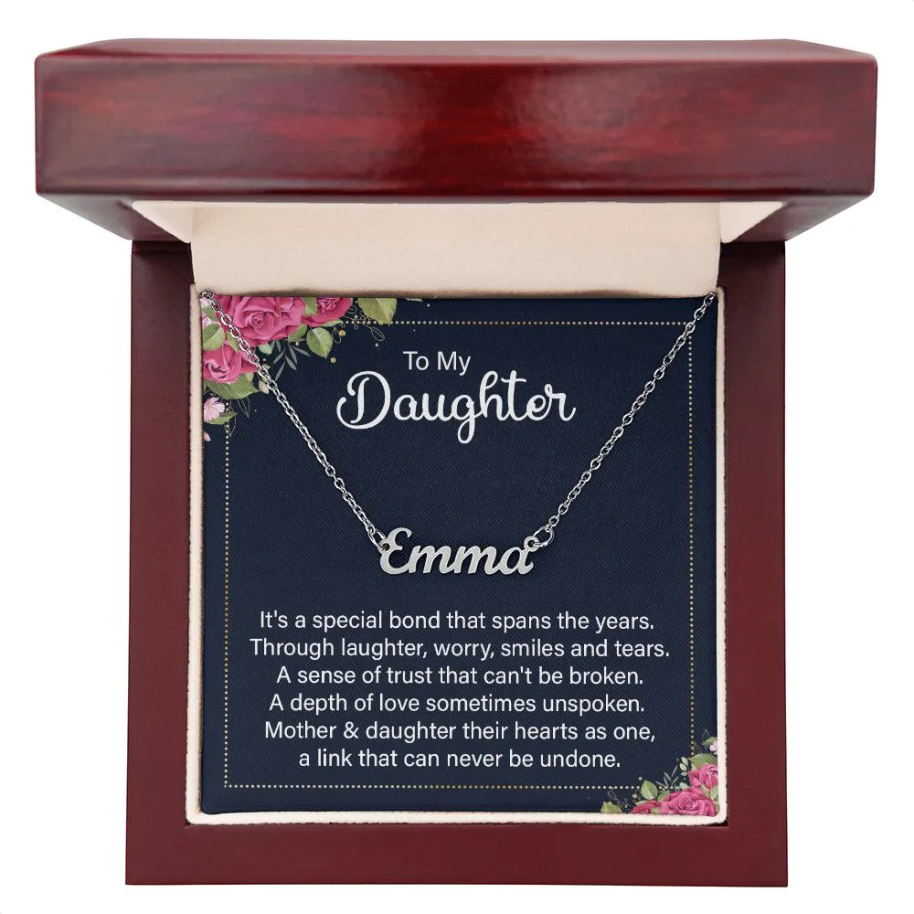 Daughter Name Necklace, From Mom-Our special bond