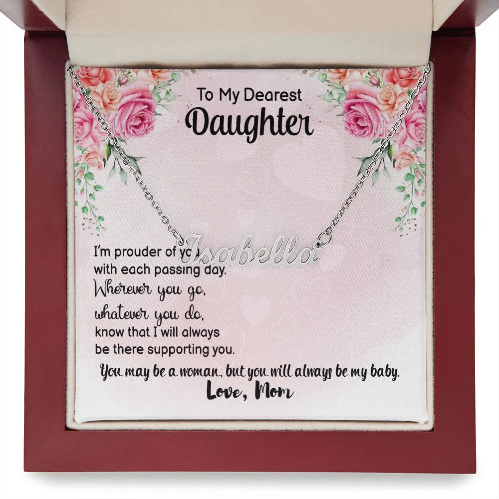 Daughter Name Necklace, From Mom-Proud of you