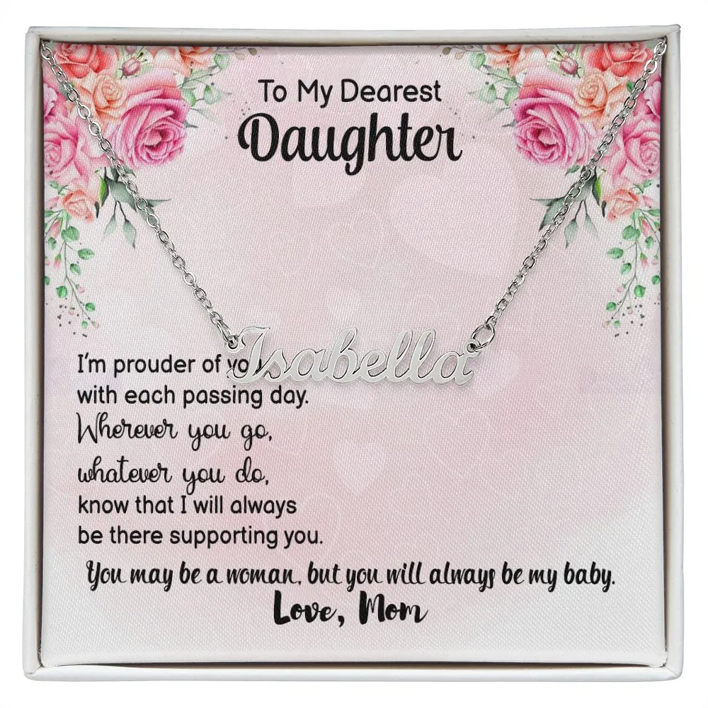 Daughter Name Necklace, From Mom-Proud of you