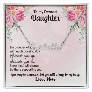 Daughter Name Necklace, From Mom-Proud of you