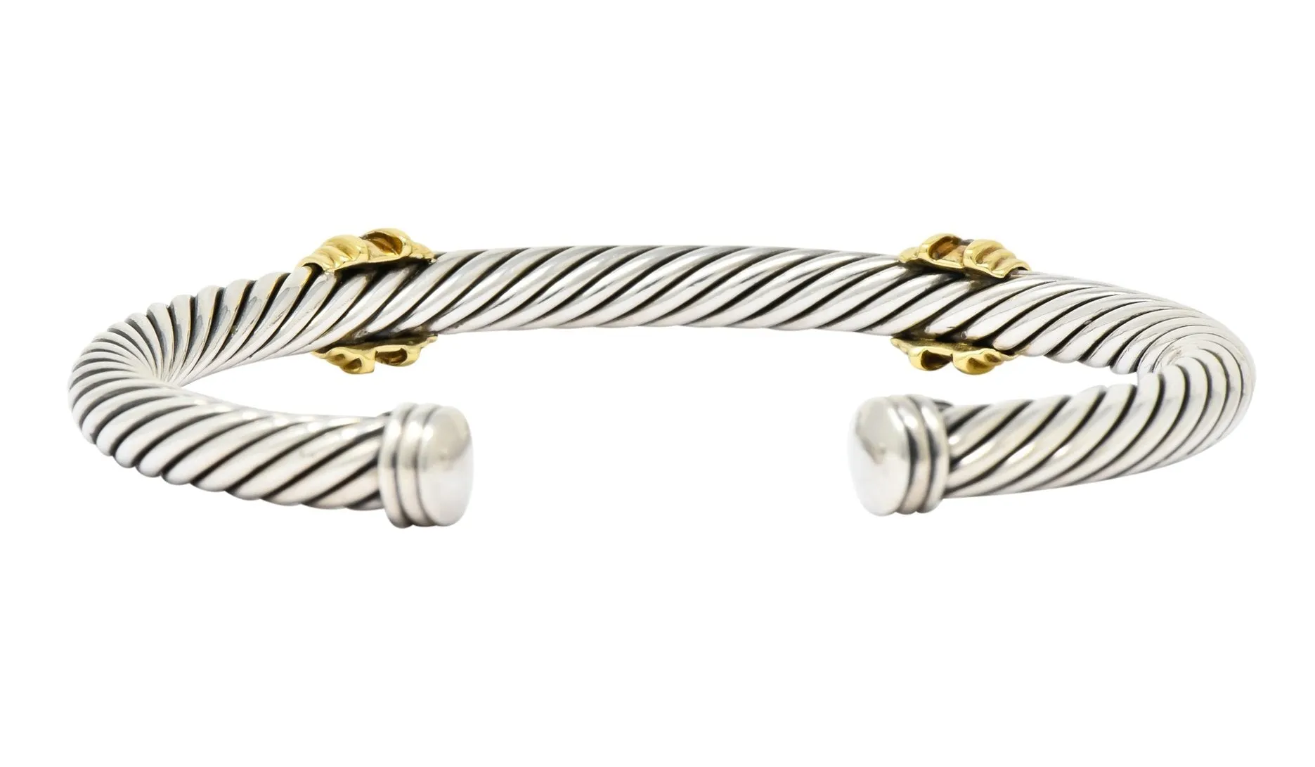 David Yurman Diamond 18 Karat Gold Sterling Silver Cable Twist Bracelet