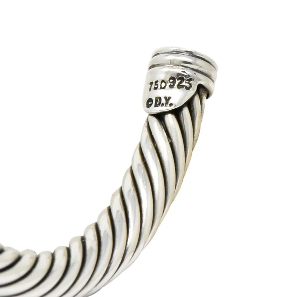 David Yurman Diamond 18 Karat Gold Sterling Silver Cable Twist Bracelet