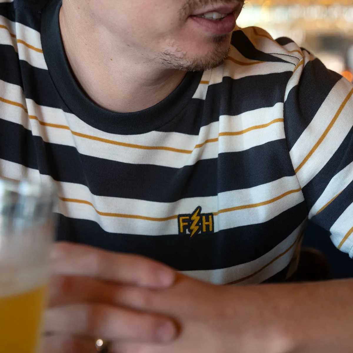 Defector Stripe Youth Tee - Natural/Black