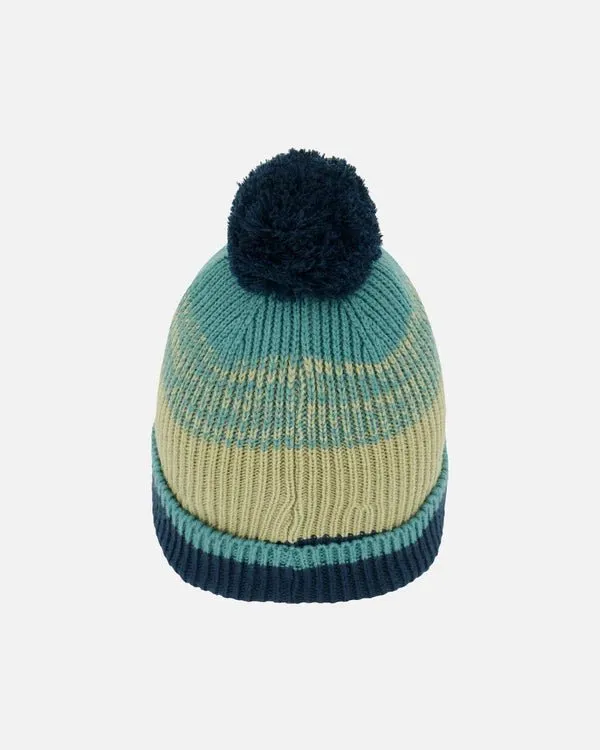 Deux par Deux - Knit Hat Blue, Green And Gray