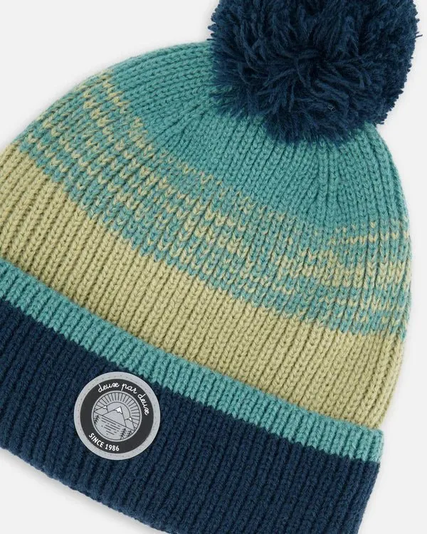 Deux par Deux - Knit Hat Blue, Green And Gray