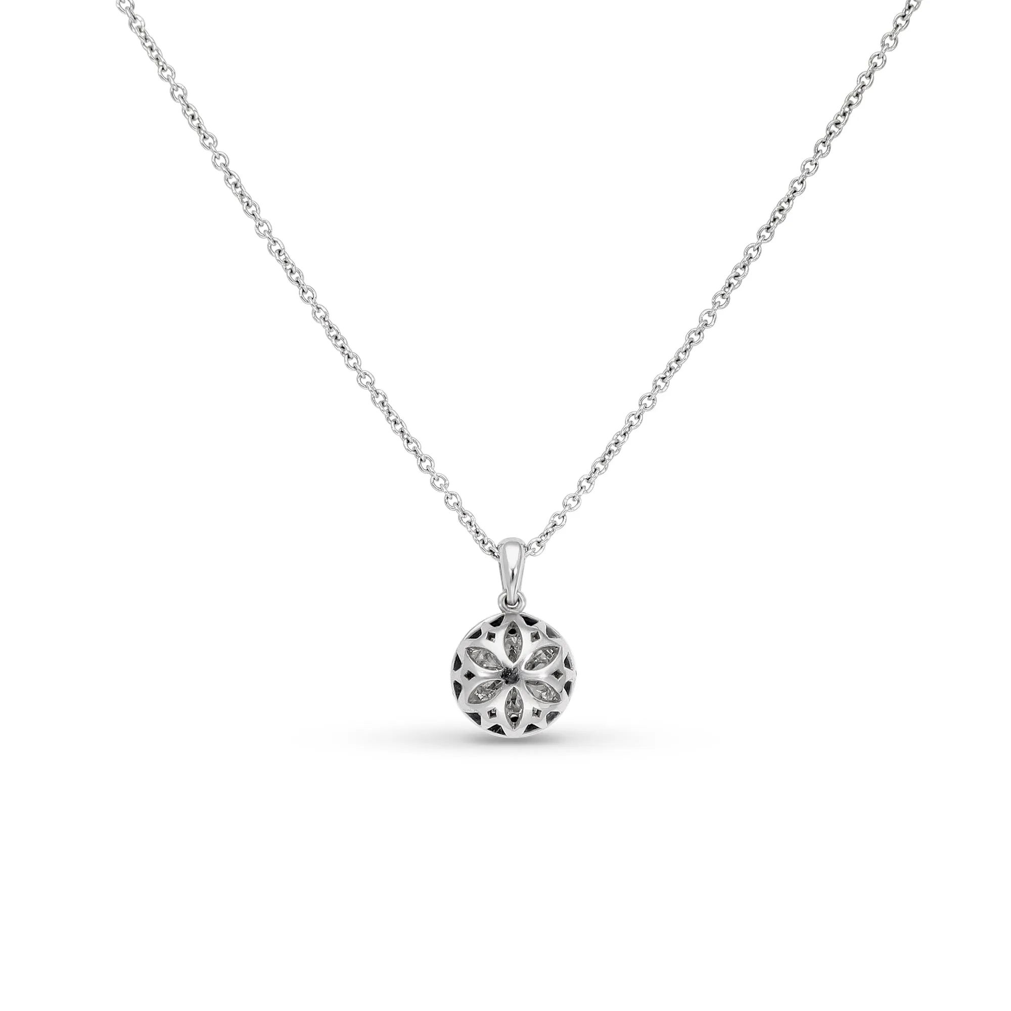 Diamond Halo Pendant Necklace - 1.3 Carat