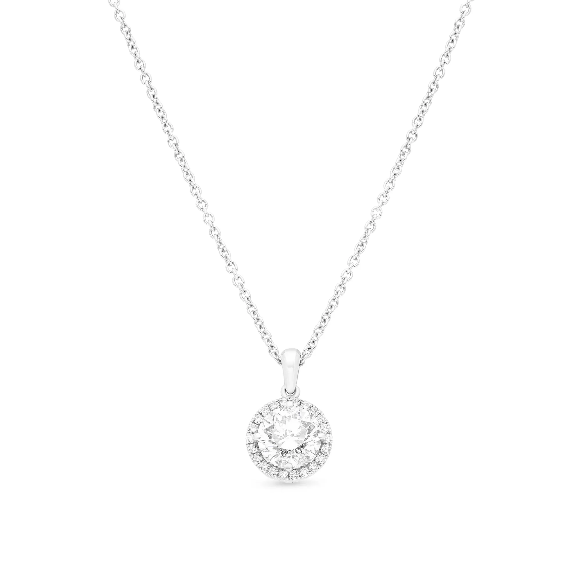 Diamond Halo Pendant Necklace - 1.3 Carat