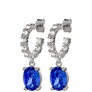 Dyrberg Kern Barbara Silver Hoop Charm Earrings - Sapphire