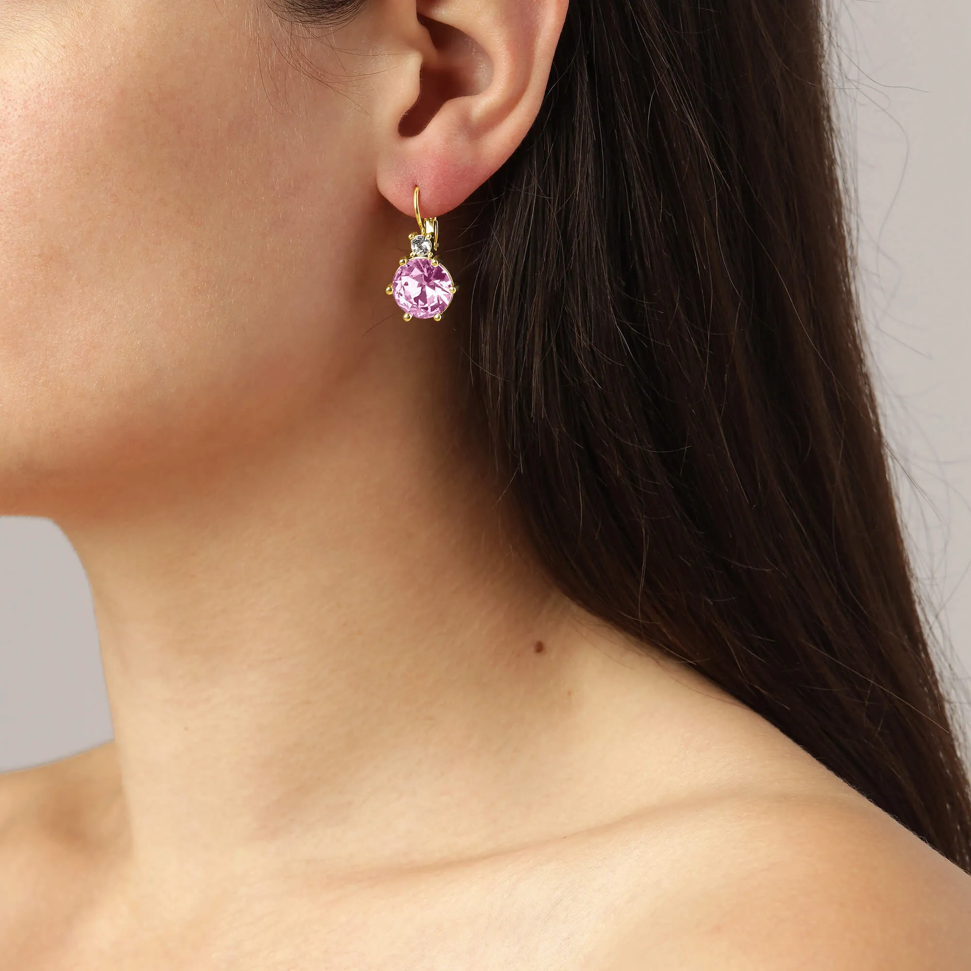 Dyrberg Kern Begonia French Hook Gold Drop Earrings - Light Rose
