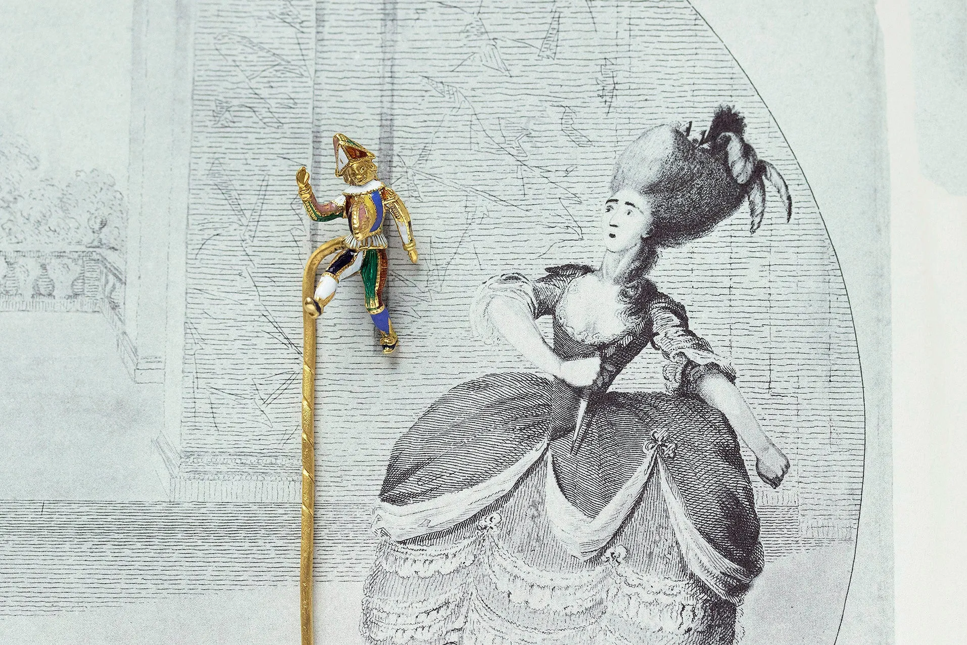 Early 19th Century 'Punch' Enamel Stick Pin