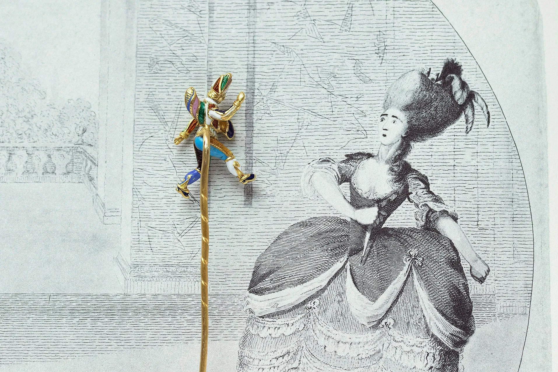 Early 19th Century 'Punch' Enamel Stick Pin